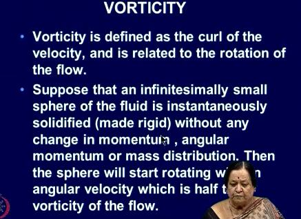 (Refer Slide Time: 34:42) So what is the vorticity, Vorticity is defined as the curl of the velocity and is it related to the rotation of the flow it is del/v curl of the velocity not to get a