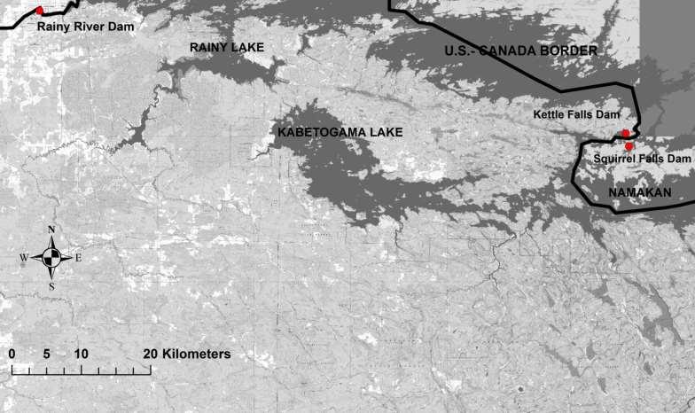 FIGURES Figure 1. The study area along the United States-Canada border with IJC regulated Kettle Falls, Squirrel Falls, and Rainy River Dams.