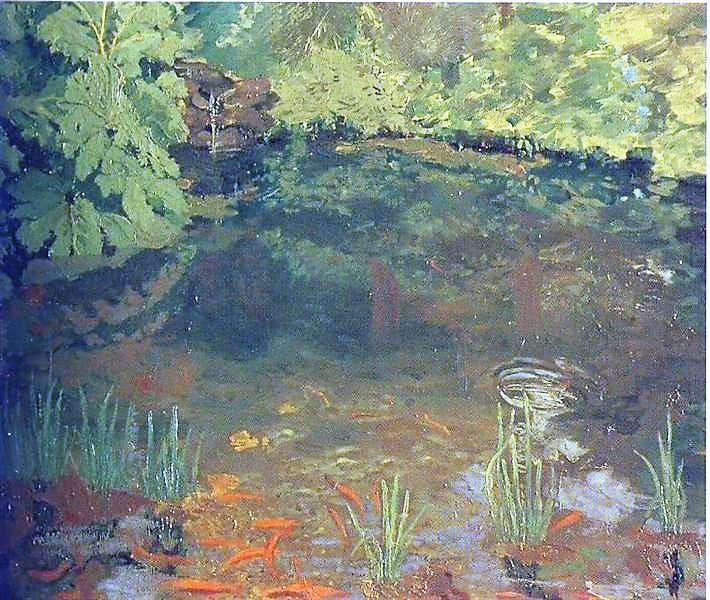 Kent). His paintings are now up for sale and the Chartwell Goldfish Pond one is in an auction and expected to fetch at least 80,000. Here it is for free.