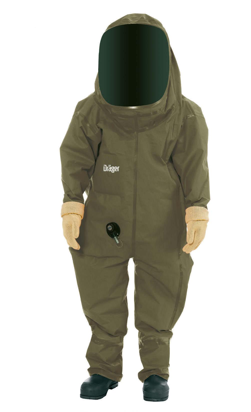 Dräger CPS 7900 olive, beige NBC Suit Tailor-made for use in CBRN hazard situations: The gas-tight Dräger CPS 7900 provides excellent protection against industrial chemicals, biological agents, and
