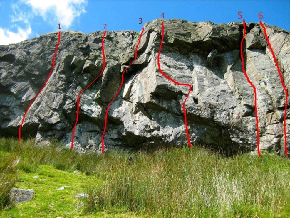 Marathon Man 10m HS Climb jagged crack 2m left of Morton's Boys, which forms right-hand side of S America flake on wall. Scramble over blocks to finish.