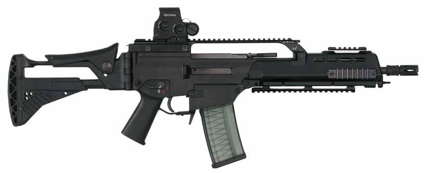 G36 5.56 m m x 45 selective fire rifles & carbines Developed by Heckler & Koch in the mid 1990s, the G36 is a true modular weapon system in caliber 5.56 x 45 mm NATO.