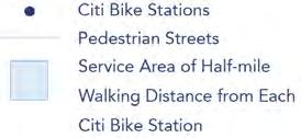 The service area of Citi Bike stations was made