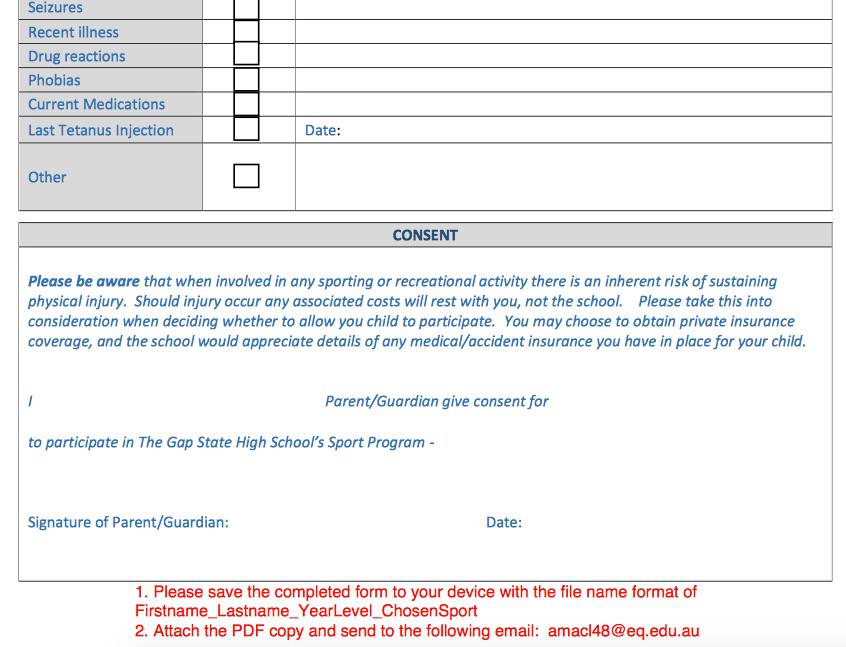 Step 6: Fill in the remaining information on the form. Parents to check the form. Complete digital signature.