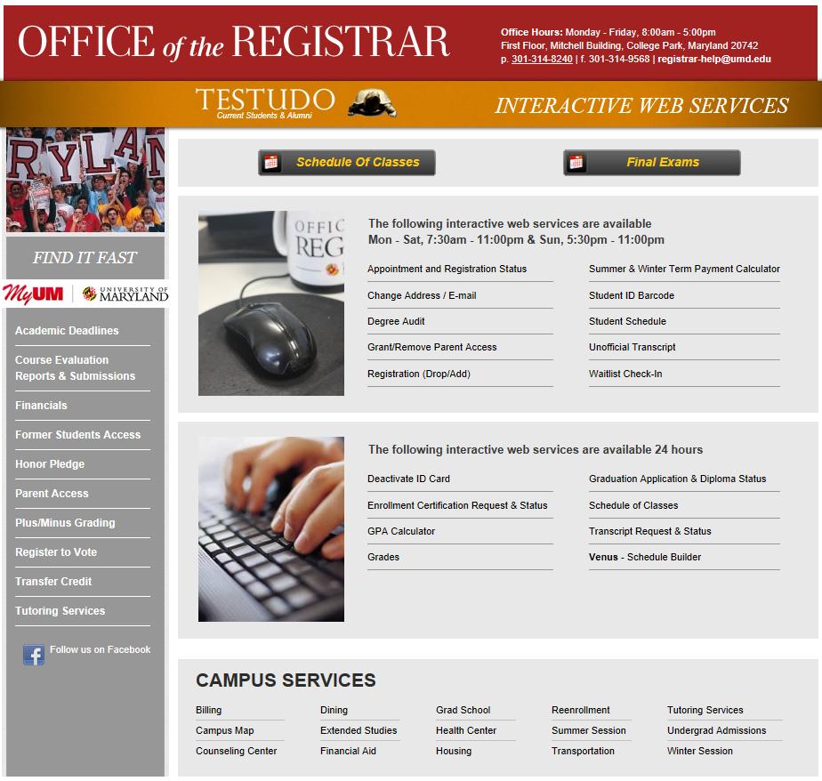 Testudo Student portal to the Registrar s Office testudo.umd.