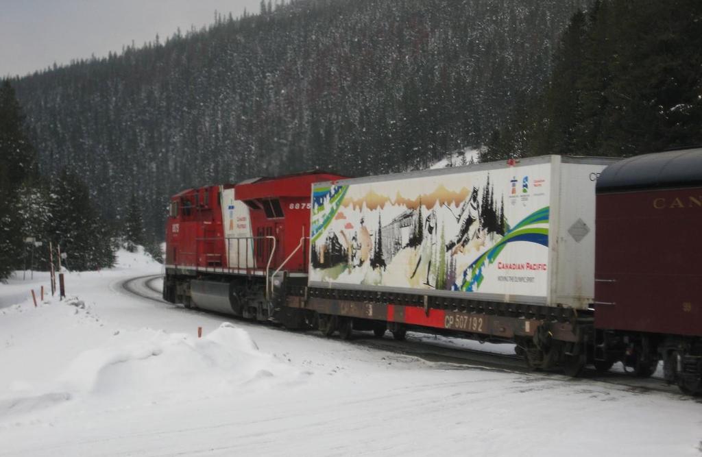 The Big Hill is only two miles ahead as the Olympic Express crosses the Lake O Hara Road; the