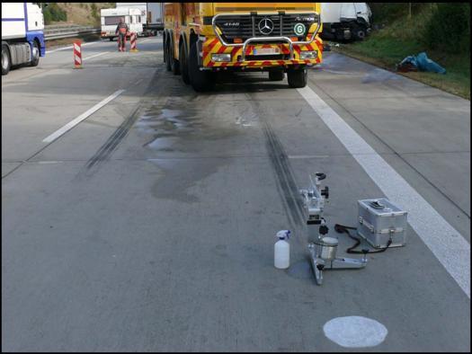scene during the accident documentation of the research team and the police. Figure 5. Measurement point for visible braking marks Figure 4.