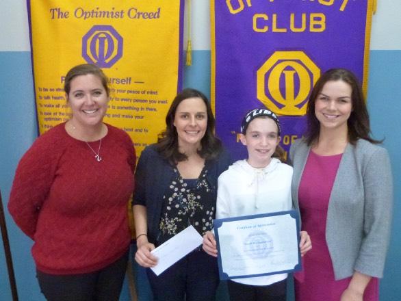 Feb. 5 - YWA Student 12 Going on 30 Sophia Rene Emens, a sixth grader at Monte Vista Middle School, received the Youth We Appreciate Award from the Camarillo Noontime Optimist Club on February 5 at