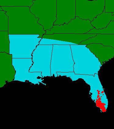 Former and Current Range of Florida Panthers in the Southeastern United States