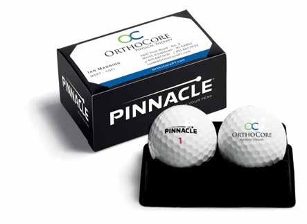 PINNACLE 1-Ball Box Idividually boxed custom golf balls without the lead-time of a custom box. PINNACLE 2-Ball Sleeve Custom golf balls i a 2-ball sleeve without the lead-time of a custom box.