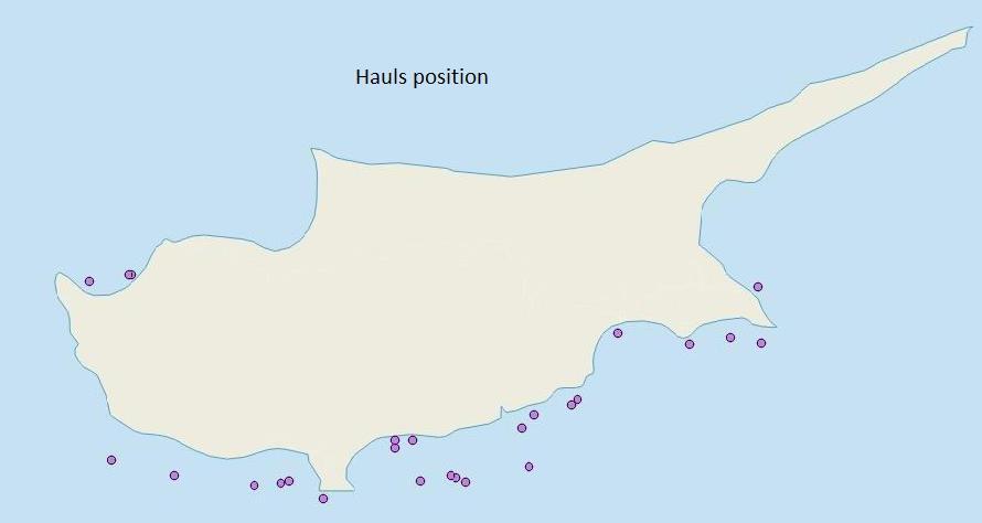 Table 4.1-2: Trawl survey sampling area and number of hauls.