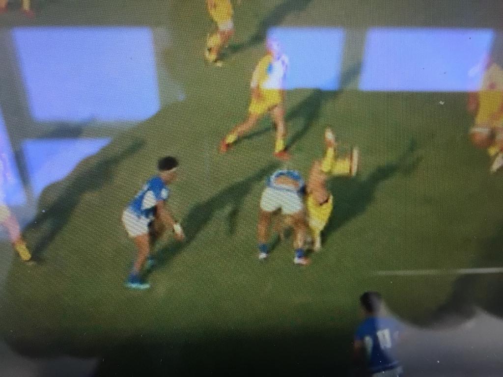 Samoa player No. 24 in the tackle lifted Romania player above horizontal and dropped him onto the ground very dangerously. I received report from ARs and it was the same as mine.