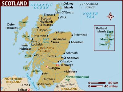 Where would you locate Scotland in a map? Scotland is in the north of United Kingdom. What is the capital? The capital is Edinburgh What are the most important cities?