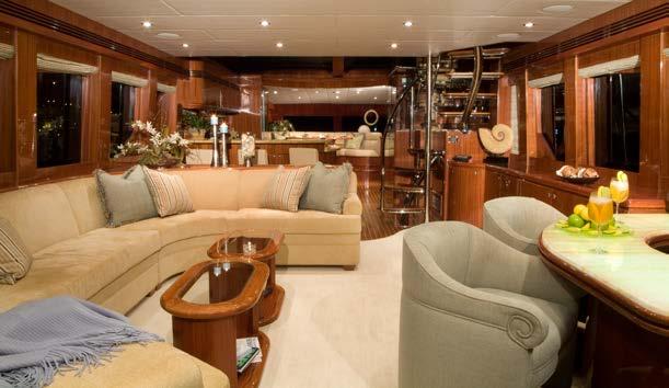 Boasting a huge lounge area, this yacht also incorporates an extremely spacious galley with a forward