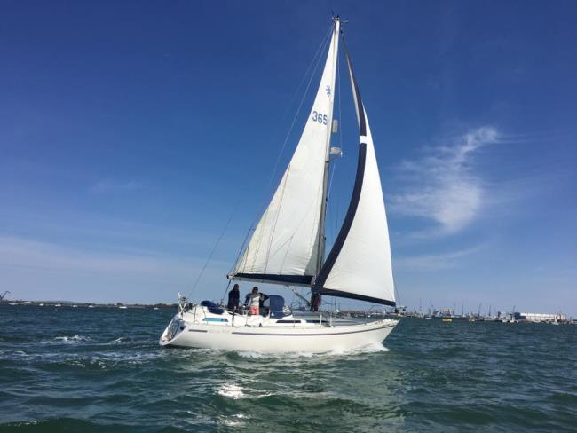 Nine boats jostled at the start off Haslar sea wall, in order to line up for a casual drift over the