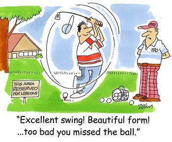 Golf Thoughts Golf can best be defined as an endless series of tragedies obscured by the occasional miracle I wish I could play my normal game just once Golf is harder than baseball, in golf you have