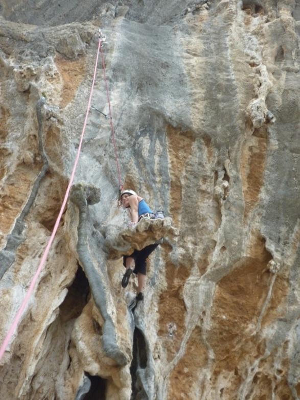 There were two routes we wanted to do: Axium 6c+ and Resista 6c, and we were fortunate that some other climbers had just done the former and were happy for us to use their clips.