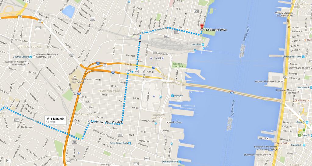 Sinatra Drive, Hoboken, NJ 07030 Day6 JerseyCitytotheHobokenWaterfront Walk 4.8 1000 ft https://www.google.