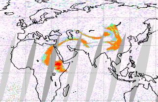 Interpretation: Nabro SO 2 plume in upper troposphere, transported around monsoon circulation