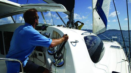 unique features The navigation instruments are all located at the steering console and oversized Lewmar winches for main and jib sheet handling are within easy reach of the double helmsman s seat,