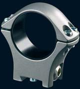 Optilock Ring Mounts in stainless steel for low and light scope mounting on stainless Tikka rifles.