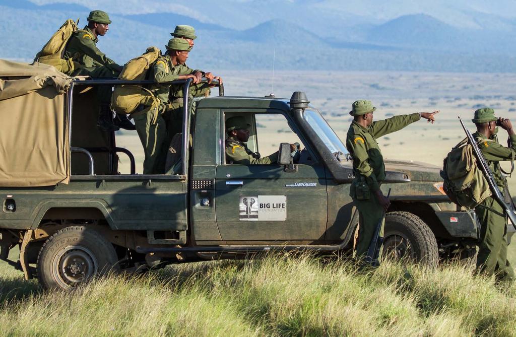 W I L D L I F E PROTECTION: KENYA Big Life Rangers Area of Operation: Amboseli-Tsavo-Kilimanjaro Ecosystem Core AOO (permanent security presence): Mbirikani Group Ranch, Olgulului Group Ranch, Kimana