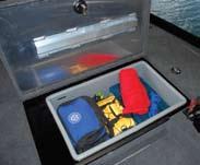 Features Custom marine upholstery with fold down center seat.