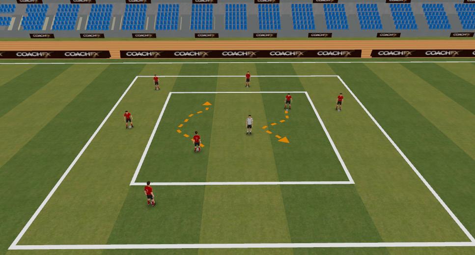 Add defender to the middle square who must try and touch the top of any ball with the bottom of their foot.