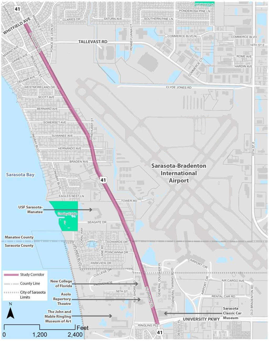 Corridor Study Overview Major Stakeholders Sarasota-Bradenton International Airport New College of