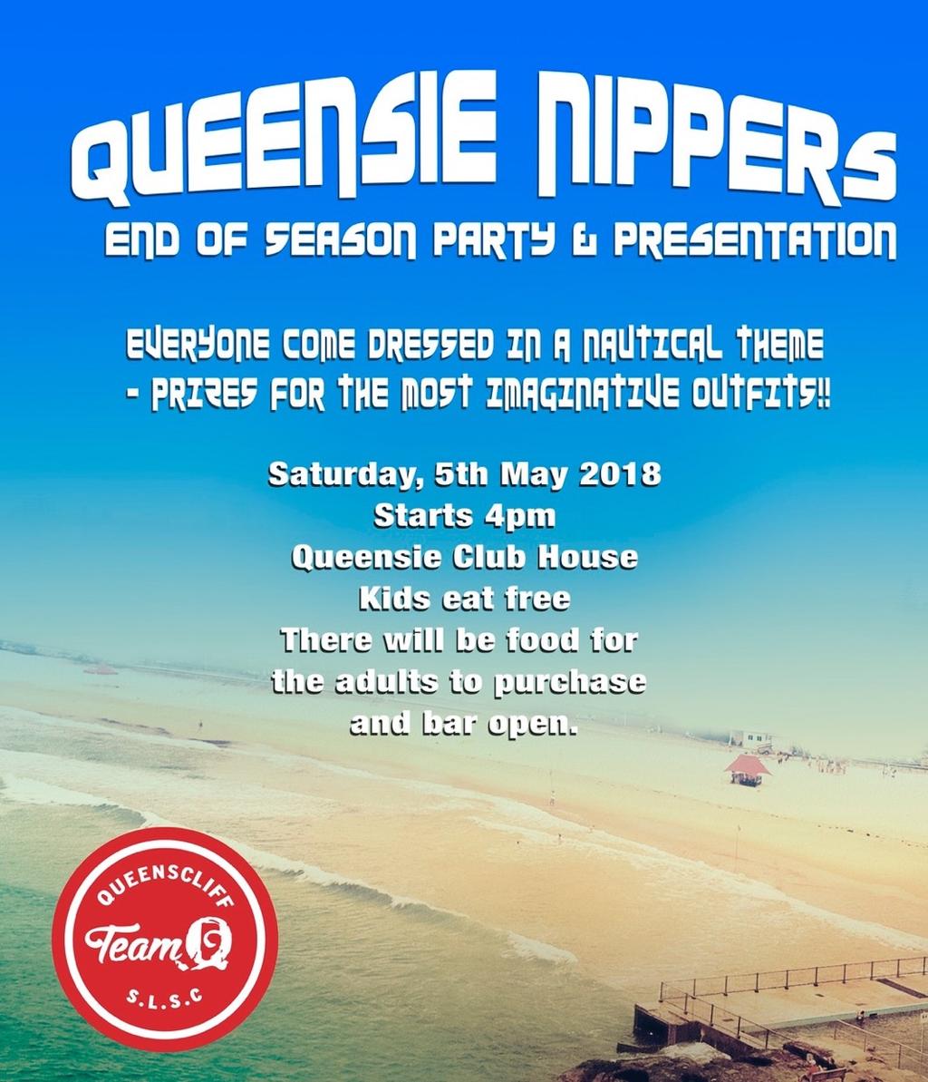 Nippers WRAP UP PARTY... RSVP - Nipper End of Season Party & Presentation - Looking forward to seeing everyone on Sat May 5 at 4pm.