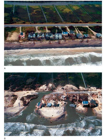 Barrier Islands An example of how even a near miss can significantly change barrier islands A storm surge