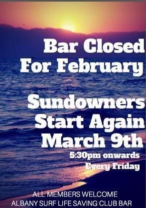 Social Update Sorry - Bar CLOSED over February BUT will OPEN again on Friday 9 th March 5:30pm Then every Friday in March (see updated poster) Mark this date: On Sat 10 th March join us after the