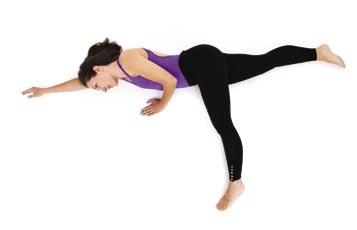 23 HAMSTRING STRETCH (both sides) Lie on your side, with the front of your body straight, and rest your head on your lower arm Keep your underneath leg straight, in line with the rest of your body