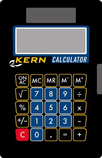 7.3 Calculator (not included in model CM50-C2N) Notice: Data exchange between balance and pocket calculator is not possible ON/AC Switch ON /All clear + Addition - Subtraction Division x