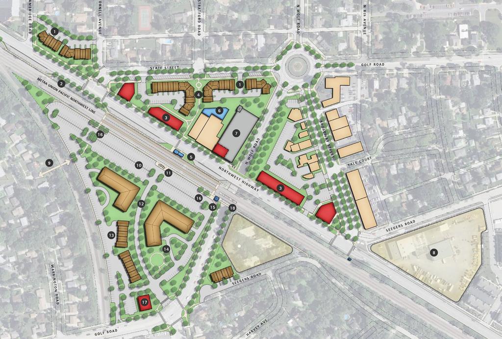 LONG-RANGE MASTER PLAN: KEY ELEMENTS 1. Encourage private development of new rowhomes along State Street and the northwest corner of State and Cornell Streets.