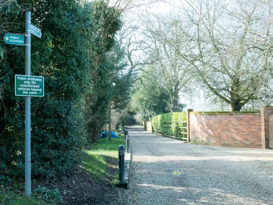 3. Take the second path on your left, just past the car park (a bridleway); You may catch a glimpse of Stocks House, the home of Victorian novelist Mrs.
