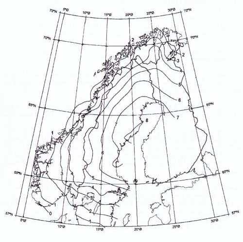 4.5 Deformation of the grid NN1954 is not corrected for Post-glacial Rebound. The measurements were performed in a period of almost 40 years in the first round.