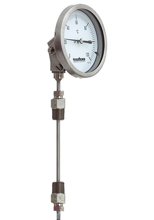 Product line: temperature gauges Temperature gauges work with bimetallic or gas expansion measuring principle and temperature ranges from -200 C to +700 C with different classes of accuracy,