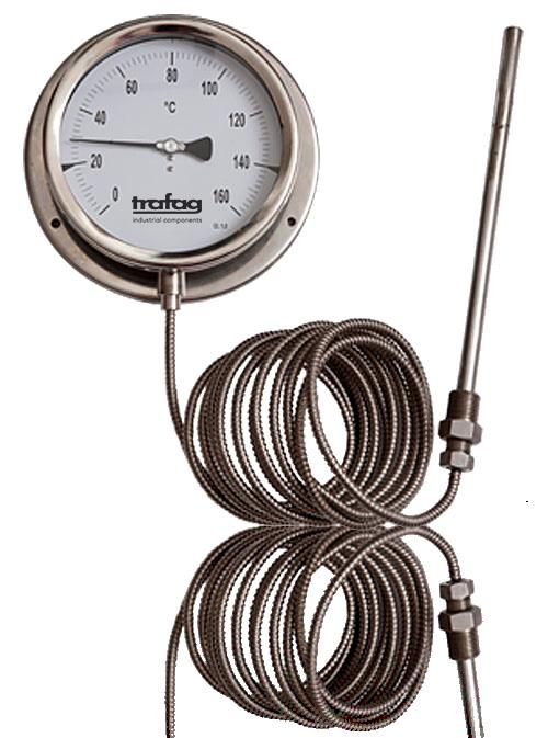 Bimetal temperature gauges Temperature measurement is made by a bimetal system placed inside the thermometric sensor.