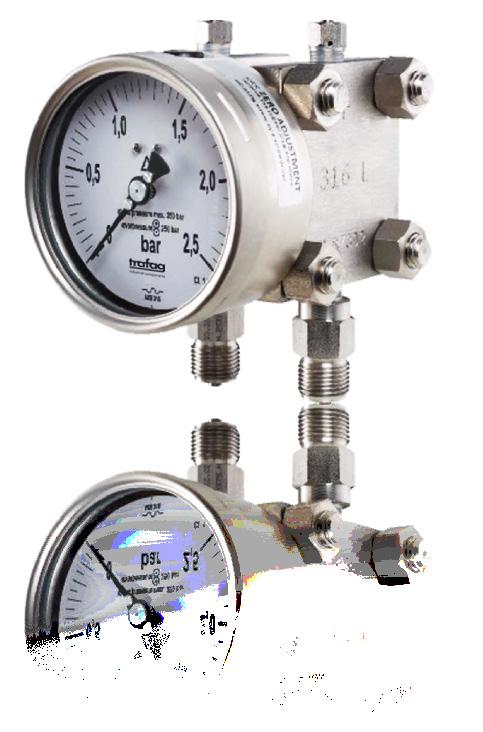 Diaphragm pressure gauges for aggressive fluids The application areas for these gauges with diaphragm measuring element are aggressive gaseous and liquid fluids.