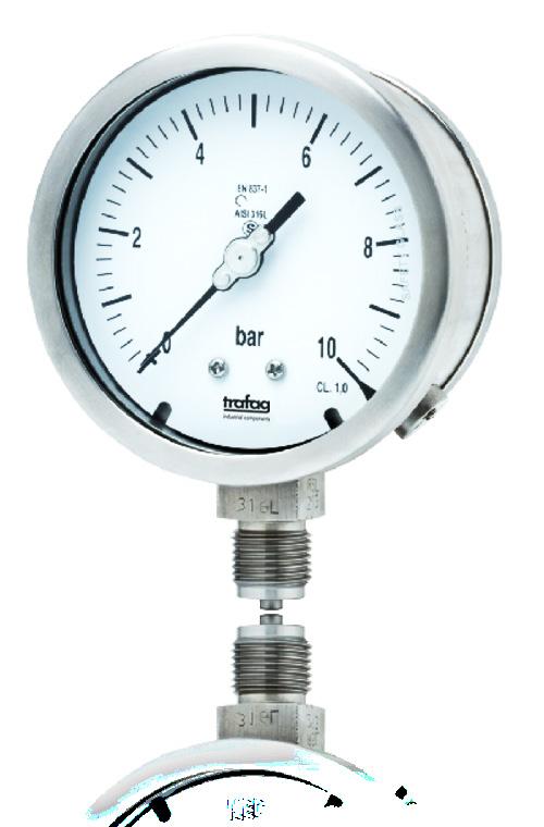 TMP201 The TMP201 High Safety Pressure Gauge is equipped with a solid front with full blow-out back. www.trafag.