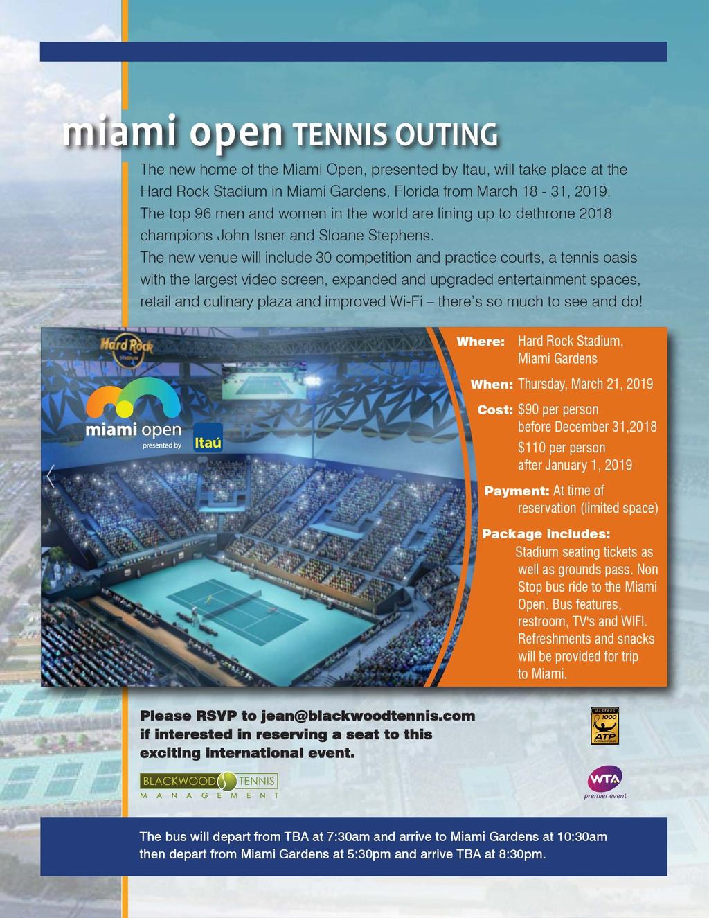 Miami Open Tennis Please RSVP to