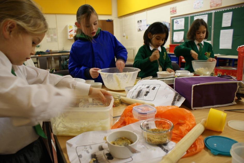 Spotlight on Cookery Clubs The KS1 children have enjoyed rolling out pastry to make jam tarts and they have learned how to rub fat into flour to make breadcrumb mix for cheese scones.