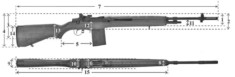 Table 2 -- M14 Service Rifle Dimensions Ref.