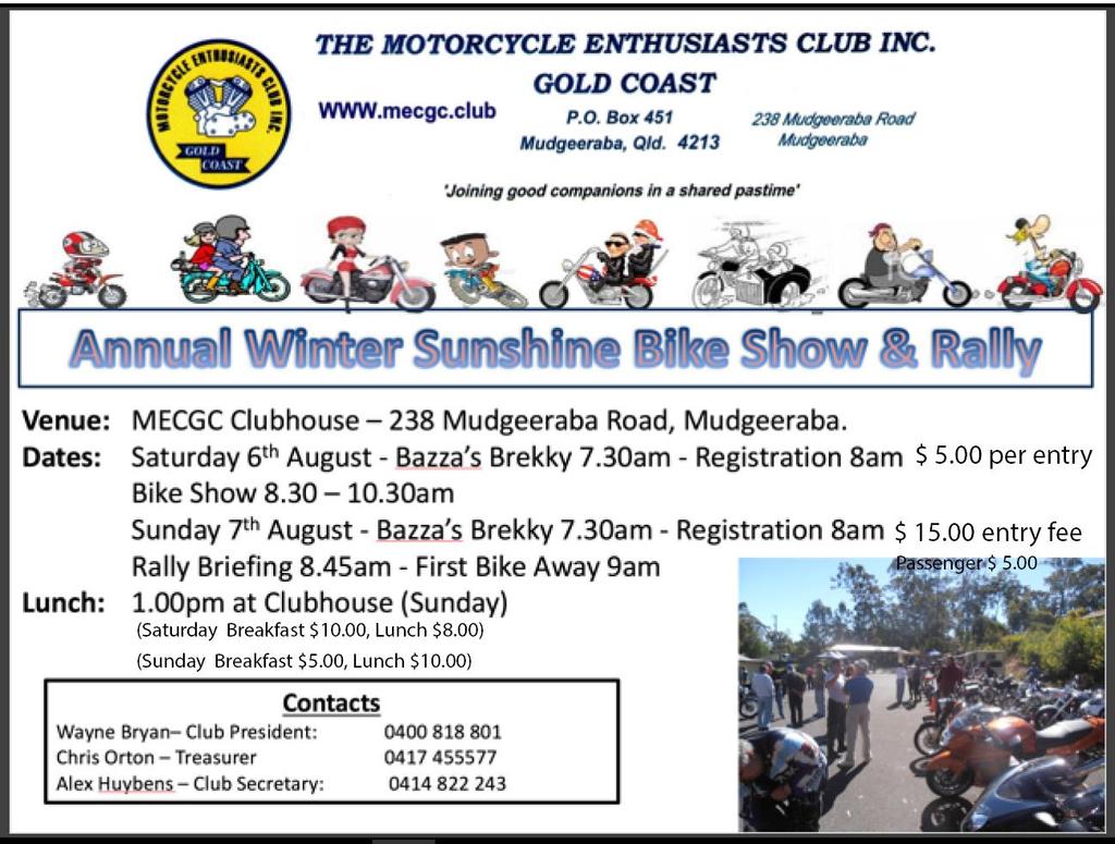 Events Thursday Morning Rides 9am at the Club House August 13 th and 14 th weekend ride Kenilworth. Twist and Shout.