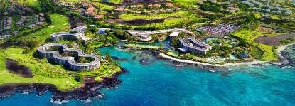 BIG ISLAND HOTELS HILTON WAIKOLOA VILLAGE As the largest resort in the Kailua-Kona area, the Hilton Waikoloa Village covers an astonishing 62 acres of oceanfront property.