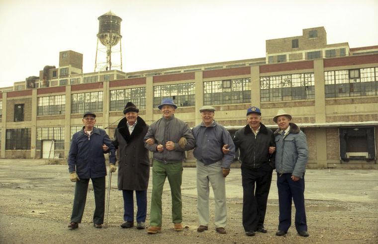 automotive plant. A photo taken about 1950 showed the eight Wilk brothers in a row outside the auto assembly building that still stands on Lafayette.