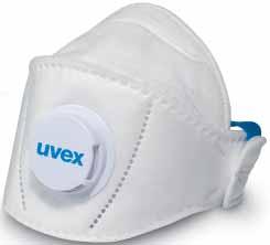 uvex silv-air premium Respirators in protection class FFP 1 8765100 8765110 uvex silv-air 5100 particle-filtering flat-fold mask for small to medium face shapes wide, seamless headband for ensuring a