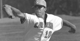 Former Major Leaguer Brad Woodall went 6-0 with five saves and a 1.19 ERA as Carolina advanced to Omaha in 1989.