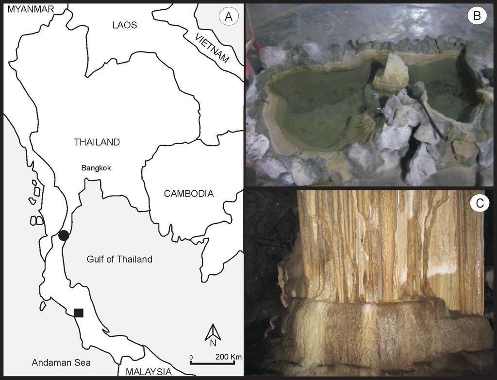 Watiroyram: Two new cave-dwelling copepods from Thailand Fig. 1. Sampling localities and habitats for new species in southern Thailand (A C).